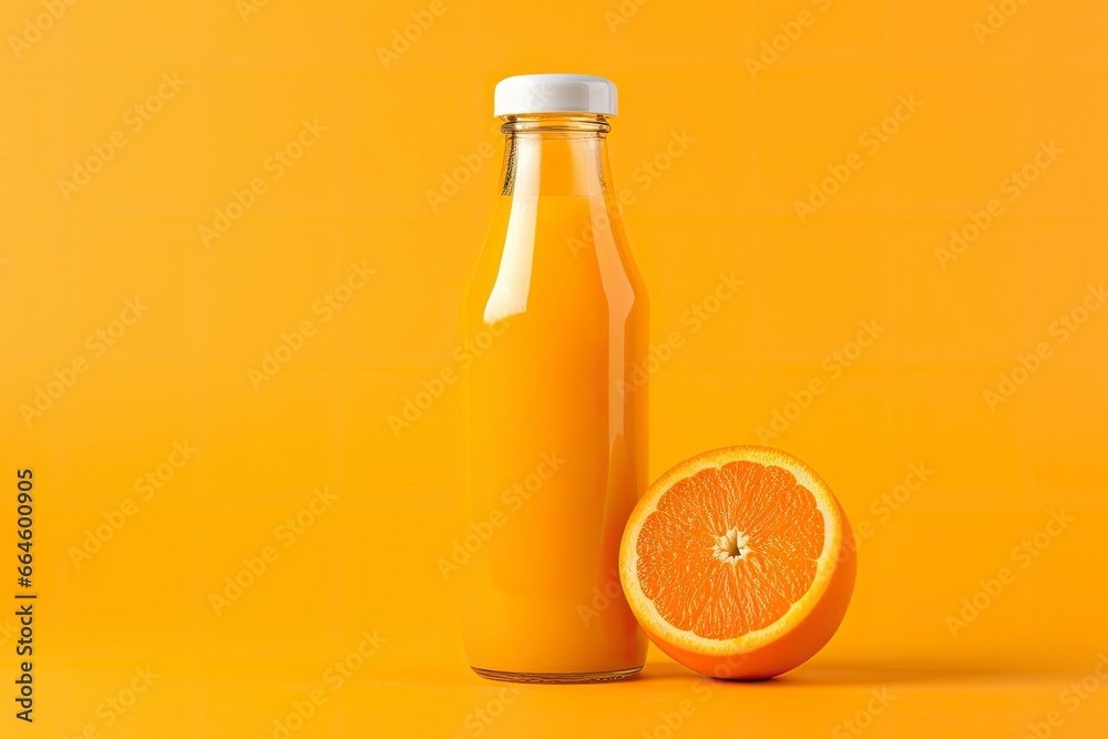Orange Juice bottle on orange background. Orange Juice bottle on orange background.
