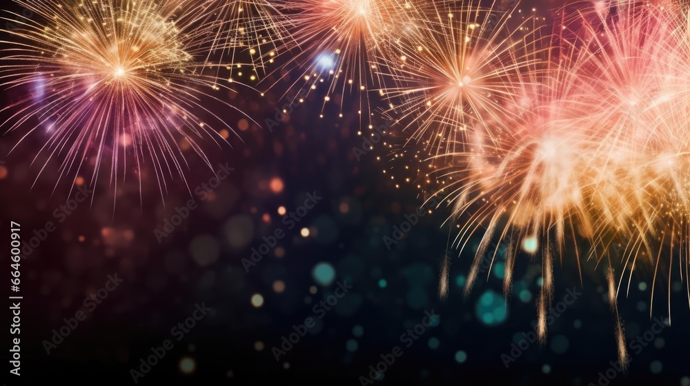 Fototapeta premium Abstract firework background with free space for text