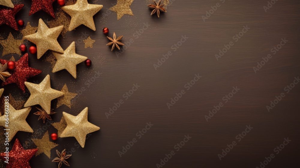 Top view of Christmas stars background with copy space Top view of Christmas stars background with copy space