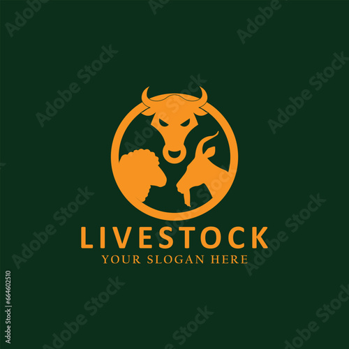 livestock animal logo design vector