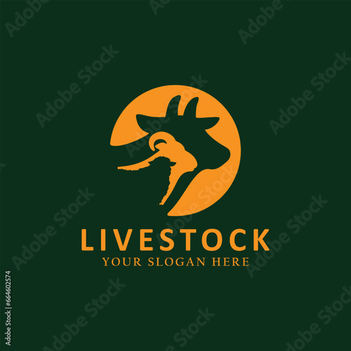 livestock animal logo design vector