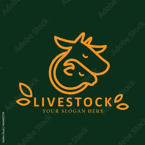 livestock animal logo design vector