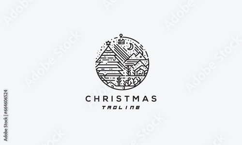Christmas  x-mas  vector logo icon illustration design in style of minimalistic and line art