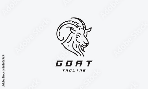 Goat vector logo icon illustration design in style of minimalism and line art