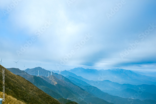 Zhufengding  Ganzhou City  Jiangxi Province - wind turbines on high mountains