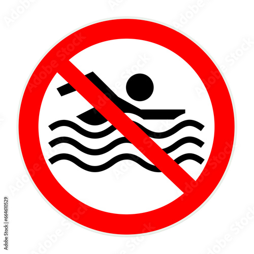Verbotszeichen mit Schwimmer, 2D-Illustration photo