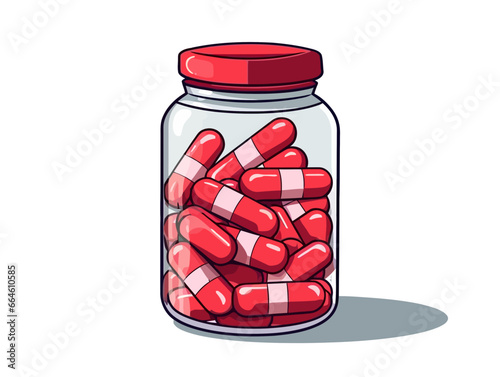 Doodle Pharmaceutical Capsule, cartoon sticker, sketch, vector, Illustration, minimalistic
