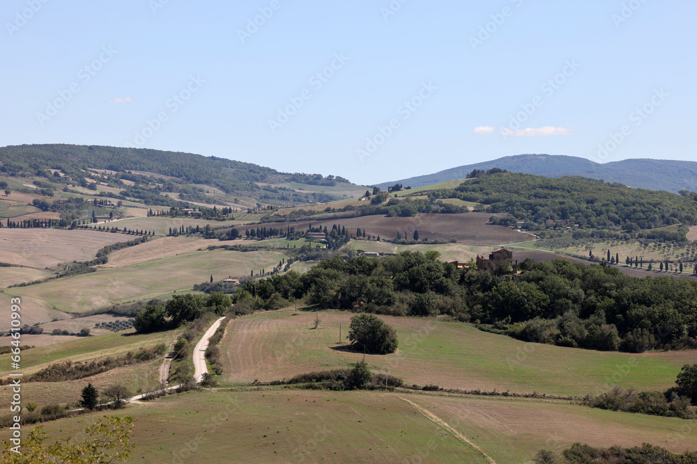  The rural landscape near Pienza in Tuscany. Italy