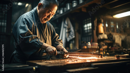 Japanese Artisan Crafting Exceptional Katana