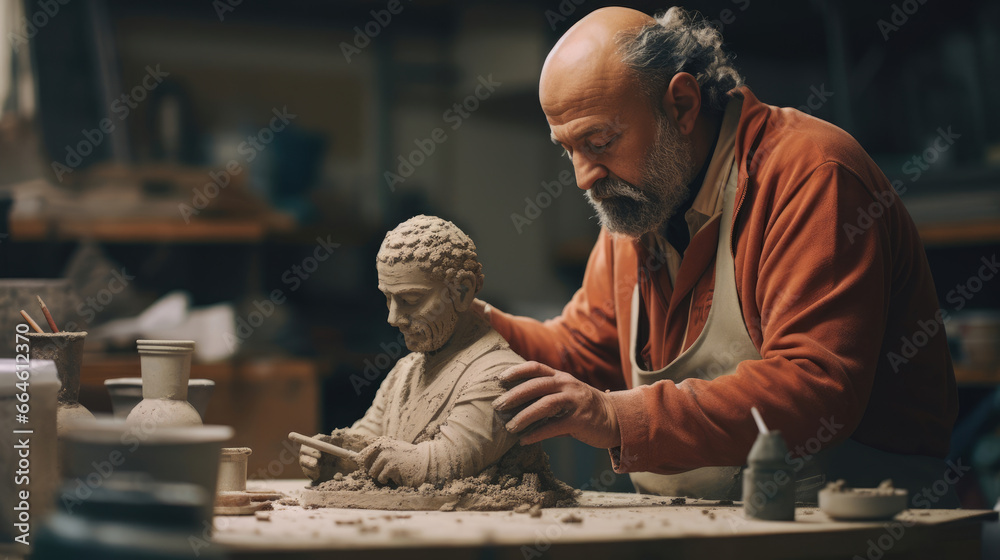 Skilled Italian Terracotta Sculptor Creates Artful Clay Figurine