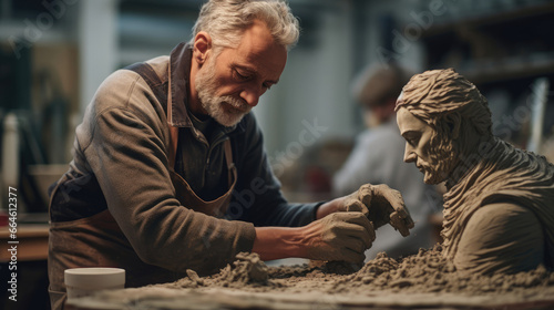 Italian Sculptor Crafts Terracotta Figurine with Meticulous Expertise © javier