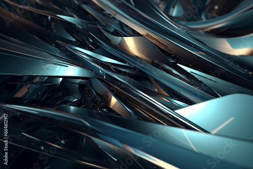 Abstract 3d rendering of chaotic structure. Futuristic background design. photo