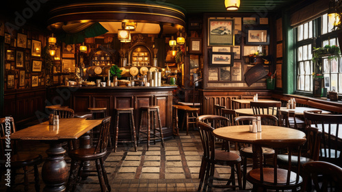 Inviting Irish Pub with Hearty Stew Fish & Chips and Soda Bread © javier