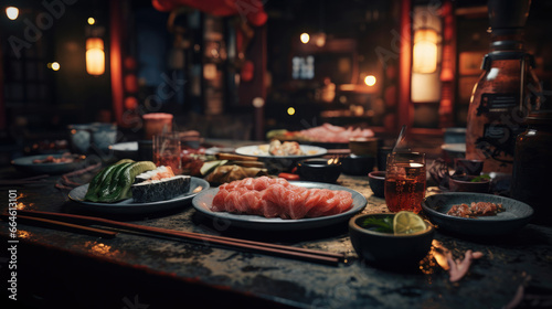 Rustic Japanese Sake Bar with Sushi and Sashimi