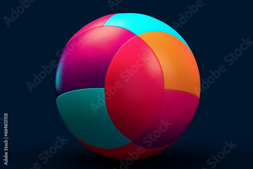Colorful beach ball on dark background. 3d render illustration.