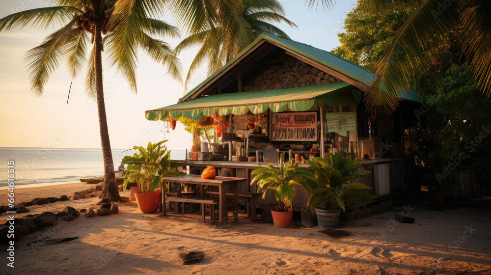 Thai Beachside Seafood Shack with Grilled Prawns and Green Curry Crab