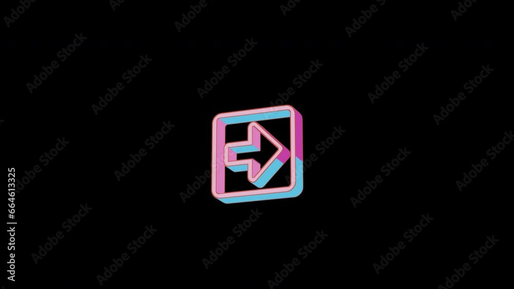 Bright arrow square right icon is jumping merrily. Retro style. Alpha channel black. Looped from frame 120 to 240, Alpha BW at the end Bright arrow square right icon is jumping merrily. Retro style. Alpha channel black. Looped from frame 120 to 240, Alpha BW at the end