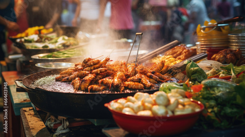 Thai Street Food Market Scene