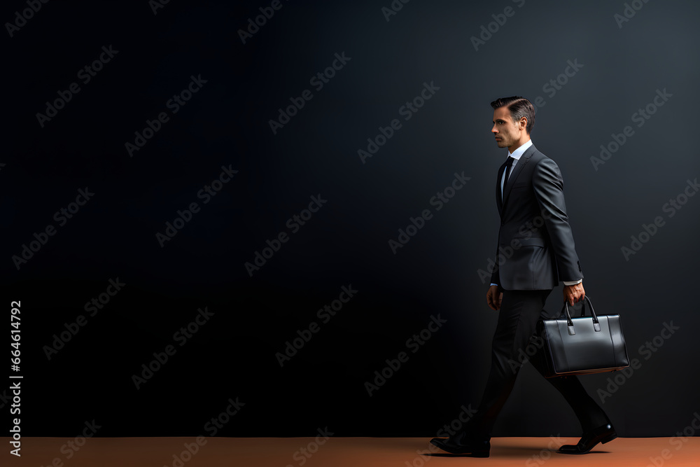 Business man in suit walking down the street - background Business man in suit walking down the street - background