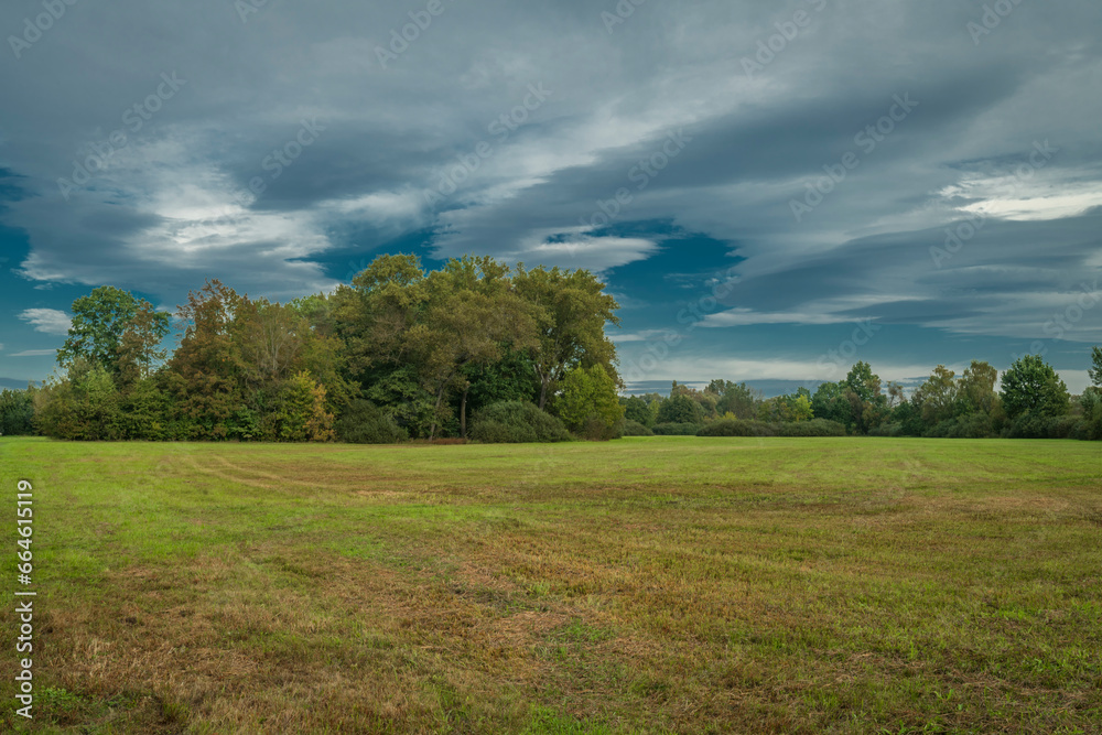 Meadows near Chomoutov village in autumn hot color day Meadows near Chomoutov village in autumn hot color day