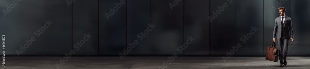 Business man in suit walking down the street - background