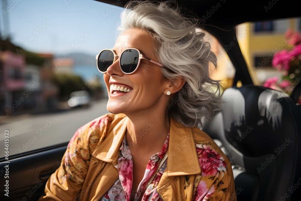 Smiling woman riding enjoying vacation