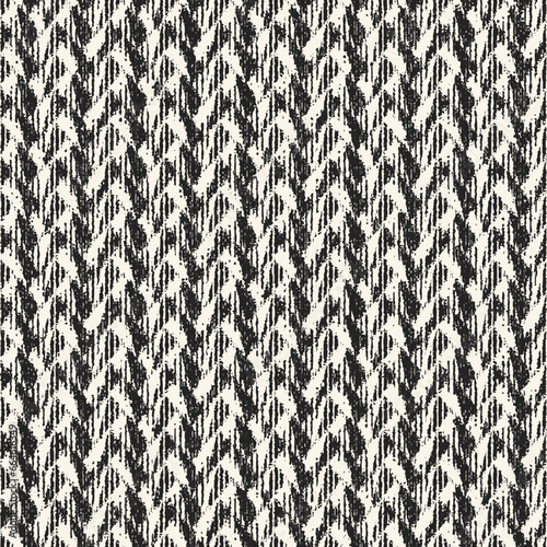 Monochrome Distressed Knit Textured Herringbone Pattern