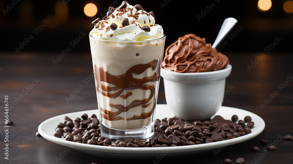 coffee and chocolate ice cream with whipped cream coffee and chocolate ice cream with whipped cream