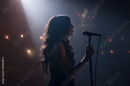 Woman on Stage with Microphone