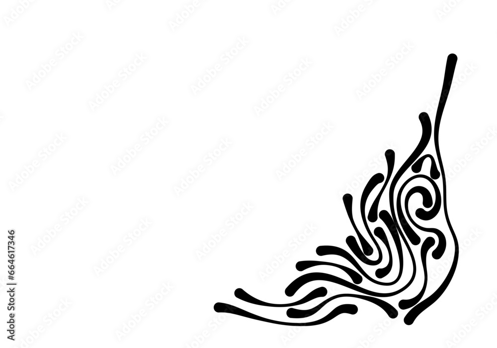 Obraz premium Corner border with separate strokes thickened at the ends. Vector illlustration.