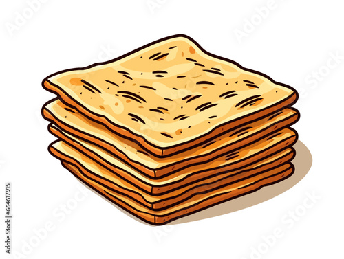 Doodle Matzah box, cartoon sticker, sketch, vector, Illustration, minimalistic