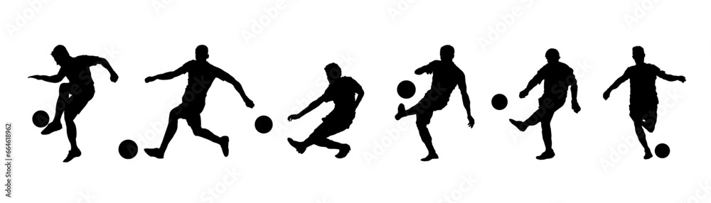 Football player silhouette, soccer player  - vector illustration