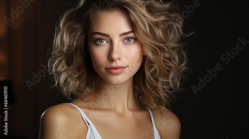 beautiful woman with natural make - up and shiny hair
