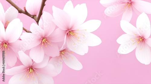pink cherry blossom macro on pink background  © Mariana