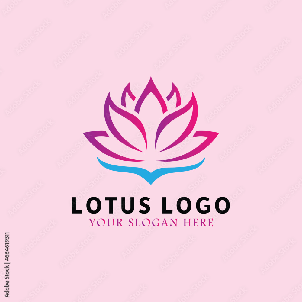 lotus health wellness yoga logo design vector