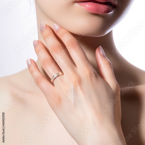 A beautiful female hand-wearing jewelry for hand model concept idea. 