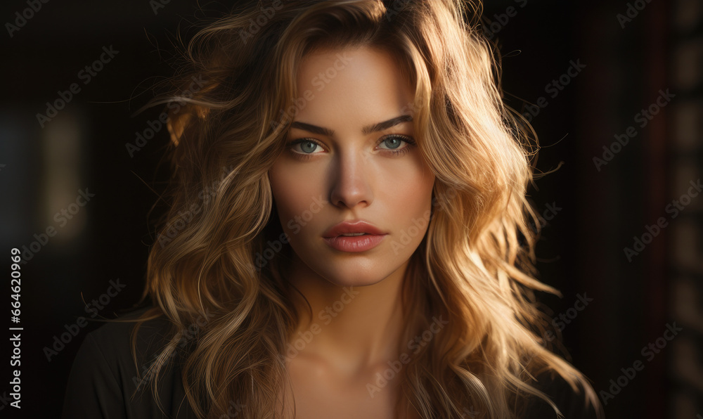 Elegant Beauty - Close-Up Portrait of a Young Woman: Artistic Facial Details and Sensual Expression. Generative AI Elegant Beauty - Close-Up Portrait of a Young Woman: Artistic Facial Details and Sensual Expression. Generative AI