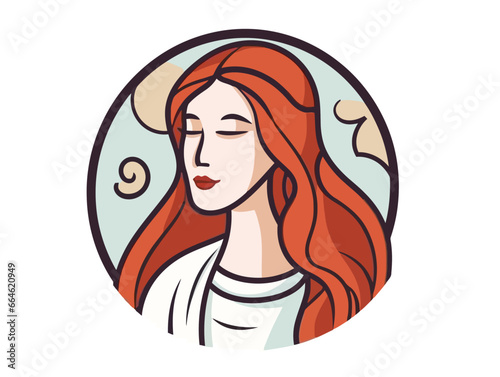 Doodle Icon of Mary Magdalene, cartoon sticker, sketch, vector, Illustration, minimalistic