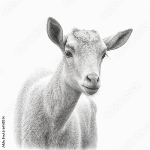 Pencil sketch artwork cute goat animal drawing AI Generated