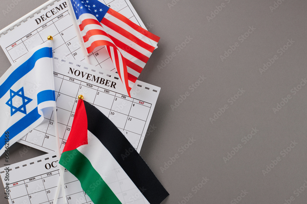 Time frame of the IsraelPalestine conflict. Top view photo of American