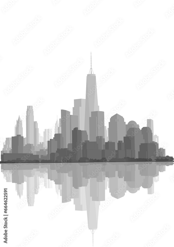 New York Skyline, Manhattan, illustrazione, sagoma, silhouette, grattacieli, vettoriale