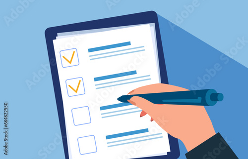 Vector of a man filling out an application form