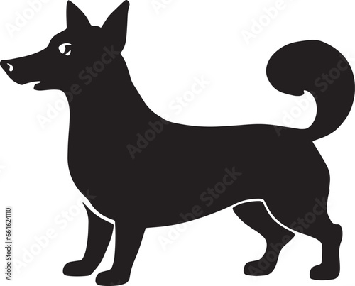  Illustration of a black and white Dachshund, known for its elongated body and short legs. The Dachshund is a breed recognized for its tenacity and playfulness