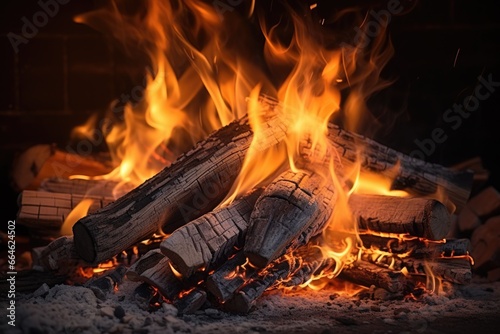 Close-up of Fireplace Fire