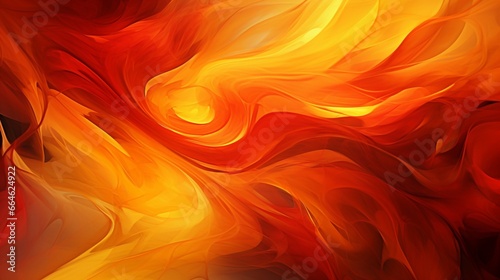 An abstract composition of fiery red and golden orange colors merging seamlessly. #664624922