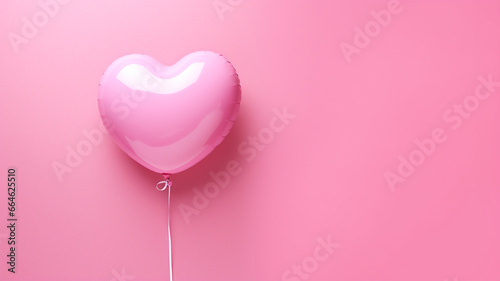 Różowy balon w kształcie serca na jednolitym tle