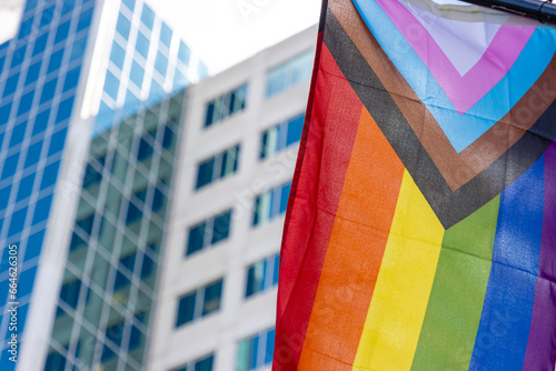 Obraz na płótnie Pride flag outside corporate office
