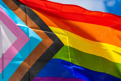 Progress pride flag flying photo