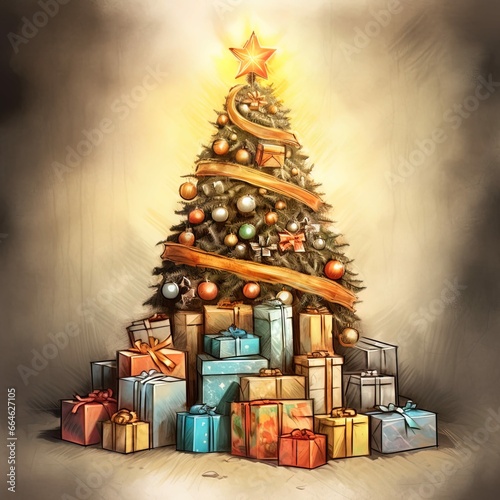 christmas tree and gifts