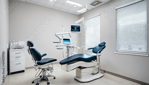 Medical equipment in white interior of dentist office
